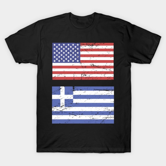 United States Flag & Greece Flag T-Shirt by MeatMan